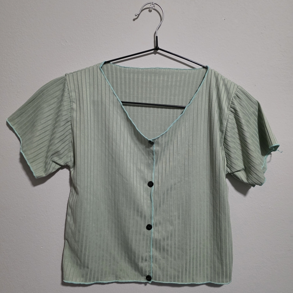 3 FOR 15 Mint Green Button-Up Women's Top - Picture 1 of 2